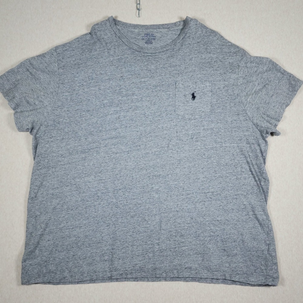 Polo Ralph Lauren Classic Fit Grey Pocket Tee Shirt Mens XXL Embroidered Pony
